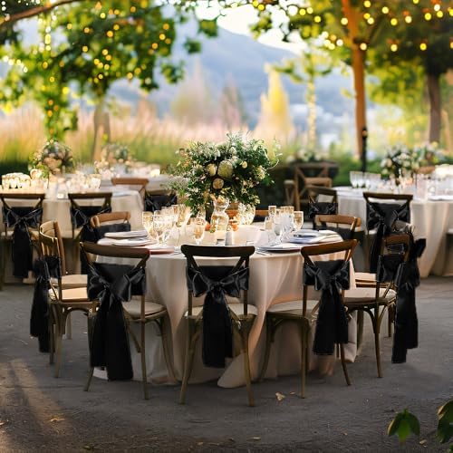 Black Satin Chair Sashes, 6 x 108 inch, 50 Pcs - Image 3