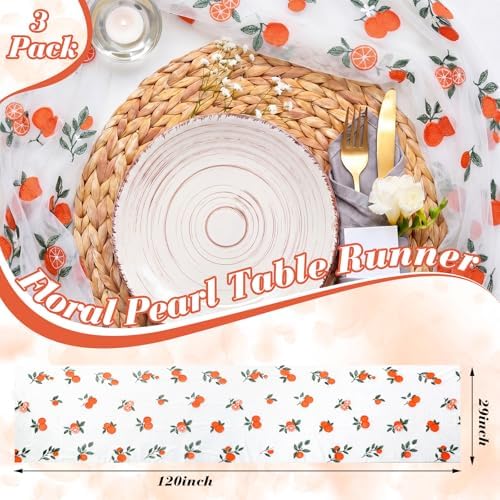 Mindsoft 3 Pcs Orange Cuties Table Runner, 10ft Tablecloth Little Cuties Baby Shower Decorations Gauze Embroidery Tulle Lace Runner Orange Fruit Decor for Table Wedding Birthday Bridal Baby Shower - Image 6