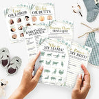 Hadley Designs 50 Greenery Who Knows Mommy Best, Baby Prediction and Advice Cards etc., 25 Love or Labor, Boobs Or Baby Butts Gender Reveal-6 Double Sided Cards Baby Shower Funny Games - Image 2
