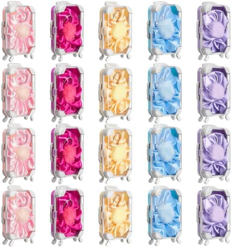 LemonRoad 60 Pcs Mini Empty Suitcase Box with Plush Keychain, Multicolor by Unknown