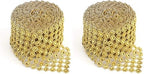 Foraineam 10 Yards / 30 Feet Golden Diamond Ribbon Wrap Faux Rhinestone Crystal Ribbon Flower Shape Mesh Wrap Roll for Event Party Wedding Decoration (Pack of 2) by Foraineam