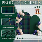 Chumia 2 Pcs Tartan Arch Backdrop Cover with 90 Pcs Balloon Green and Blue - Image 4