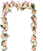 DearHouse 2Pack Artificial Peony Flower Garland - Silk Peony Garland with Pink and White Flowers for Wedding Party Table Decoration,6ft/Strand by DearHouse