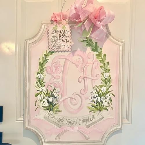 Personalized Baby Girl Nursery Door Hanger, Custom Adorable Pink/Blue Door Sign, Baby Birth Announcement Plaque, Hospital Doors and Nursery Decor, Gift for Newborn Parent - Image 3