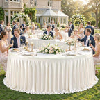 4 Panels Ivory Desk Skirt for Teacher Desk 6ft Table Skirts for Rectangle Tables 6ft Spandex Curtain Table Skirt for Classroom Ruffle Fabric Tablecloth for Party Wedding Baby Shower Decorations - Image 4