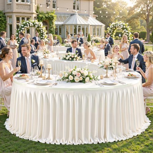 4 Panels Ivory Desk Skirt for Teacher Desk 6ft Table Skirts for Rectangle Tables 6ft Spandex Curtain Table Skirt for Classroom Ruffle Fabric Tablecloth for Party Wedding Baby Shower Decorations - Image 4