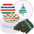 WONDERFUL 180Pcs Easy Prep Christmas Plastic Plates For Dinner Tree Design by WWONDERFUL