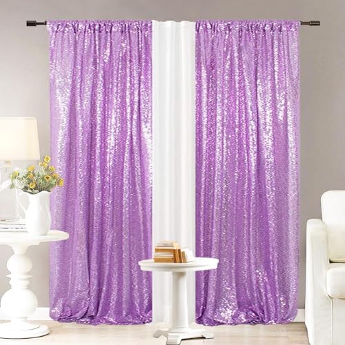 Eternal Beauty Lavender Sequin Backdrop Curtains, 4 Panels 2x8FT - Image 4