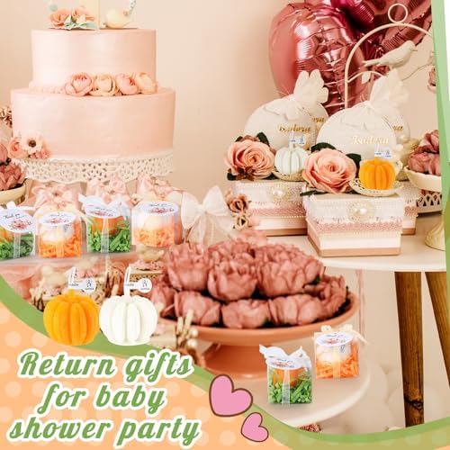 24 Sets Pumpkin Candles Baby Shower Favors Bulk, Orange,White, Pumpkin - Image 4