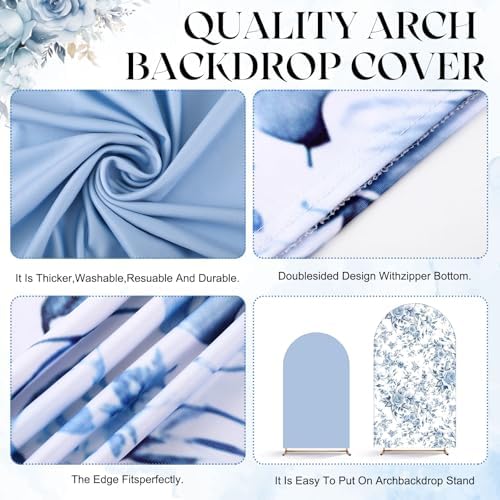 Mindsoft 2 Pcs Blue Flower Arch Cover Backdrop - Image 5