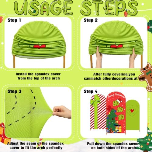 Moukeren 3 Pcs Lime Green Elf Arch Cover 4ft 5ft 6ft Xmas Party Backdrop - Image 6