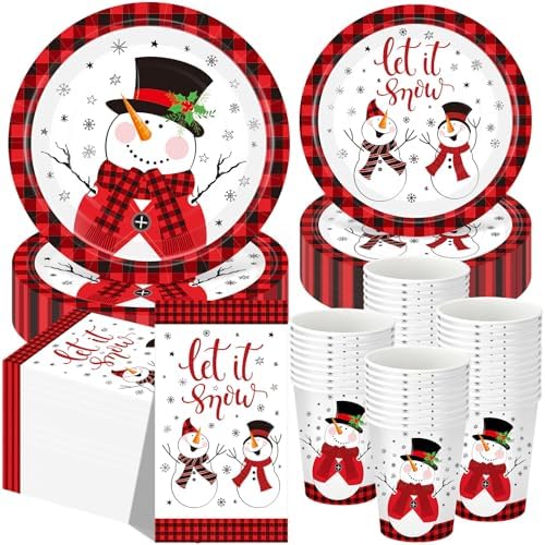 Funnymoom 250 Pcs Winter Snowman Party Decorations For Christmas by Funnymoom