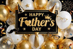 8x6ft Fathers Day Backdrop Golden and White Balloons Happy Father's Day Decorations Background Golden Tie I Love Dad Party Family Party Baby Shower Party Banner Photo Booth by ZJRBJB