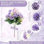 Zeyune 8 Pcs 13.4 Inch Artificial Flowers Bouquet,Peony,Purple - Image 2