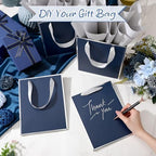 Yeaqee 50 Pcs Metallic Paepr Gift Bags Bulk with Handles,Navy Blue, Silver - Image 4