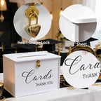 Extra Large Card Box with Lock & Slot, Elegant White Wedding Card for Reception Money Gift Envelope Cards, Spacious Gift Cards Holder Box for Party Graduation Baby Bridal Shower Table Decor - Image 5