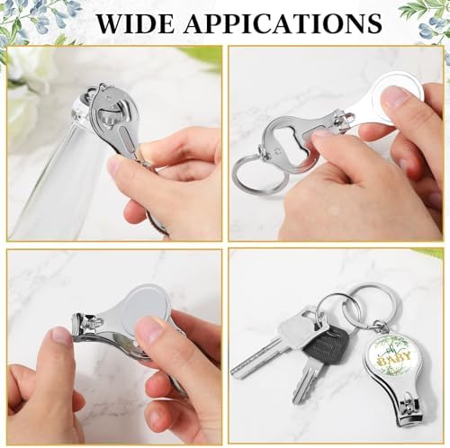 50 Sets Bottle Openers Baby Shower Return Favors for Guest Nail Clipper Bottle Opener Decorations with Thank You Tags Organza Bags for Baby Shower Gender Revel Party Souvenirs(Greenery) - Image 6