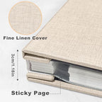 Large Photo Album Self Adhesive, DIY Scrapbook Album for 600 Photos, 13"x12.6" 120 Pages Light Beige Linen Cover Memory Book - Image 3