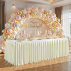 Wish Care Ivory Satin Table Clothes for 8 Foot Rectangle Tables - 8FT Wrinkle Resistant Glitter Rectangle Tablecloths, Party Table Covers for Wedding Banquet, Baby Shower, Birthday, Holiday Dinner - Image 2