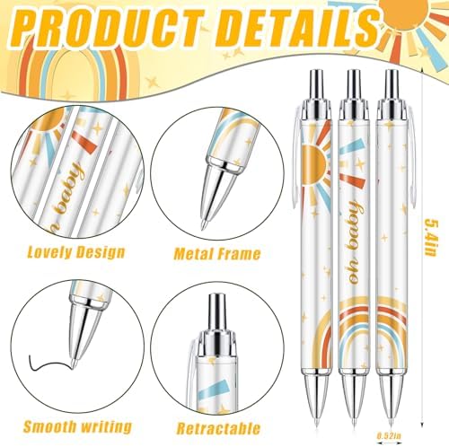 289 Pieces Sun Baby Shower Gifts for Guest Here Comes the Son Ballpoint Pens and Keychains Favors Bulk Retractable Baby Shower Pens Gender Reveal Thank You Cards Souvenirs Prizes - Image 2