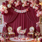 20x10ft Burgundy Backdrop Curtains for Wedding Parties Wrinkle Free Wine Red Curtains Photo Backdrop Drapes for Photography Birthday Baby Shower Soft Fabric Party Backgournd for Photoshoot - Image 3