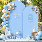 7.2FT 6FT Arch Backdrop Cover for Wedding, Set of 2 Stretchy Spandex Fitted Arch Stand Cover for Baby Shower, Birthday Party Decor, Chiara Backdrop Cover with Double-Sided Design(White, Blue) - Image 3