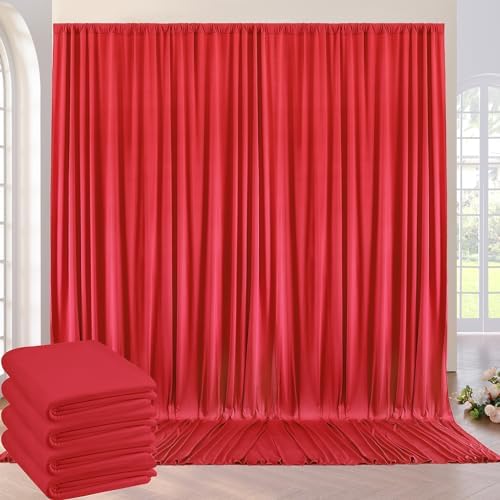 20ft×8ft Wrinkle Free Red Backdrop Curtain for Party, 4 Panels 5×8ft Thick Silky Polyester Red Photo Backdrop Drapes Curtains for Birthday Baby Shower Themed Parties Wedding Photography by ENJOYYOURPARTY