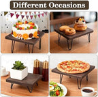 3 Pcs Buffet Risers, Wood Square Food Riser Dessert Table Display Stand Set for Party Wood Cupcake Stands Nesting Table for Home Decor (Square, walnut) - Image 6