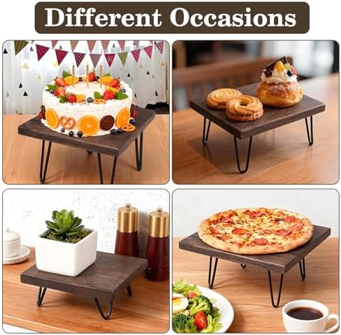 3 Pcs Buffet Risers, Wood Square Food Riser Dessert Table Display Stand Set for Party Wood Cupcake Stands Nesting Table for Home Decor (Square, walnut) - Image 6