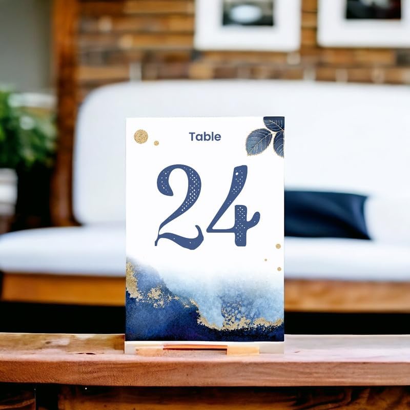 Blue Leafy Wedding Table Number Cardss 1-100 Double Sided For Reception Event Party Baby Shower Birthday 4x6 - Image 2