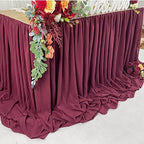 Pooling and Floating Chiffon Table Skirt with extra length, 6FT 9FT 14FT Sheer Tablecloth, Baby Shower, Birthdays Party, Main Cake Table Decoration, Wdding Table Skirt (Burgundy, 14FT) - Image 2