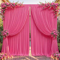 16ftx10ft Wrinkle Free Hot Pink Backdrop Curtain - 10 Feet Photography Backdrop Drapes, Silky Polyester Back Drop Cloth for Wedding Baby Shower Balloon Arch Background by Unknown