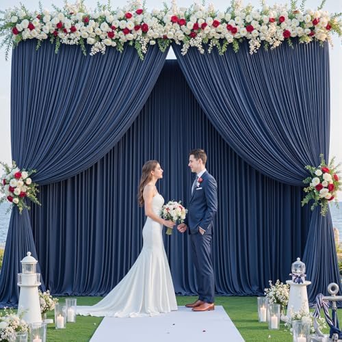 40x10ft Navy Blue Backdrop Curtains for Wedding Parties Wrinkle Free Photo Backdrop Drapes for Photography Birthday Baby Shower Soft Fabric Party Backgournd for Photoshoot 5x10ft, 8 Panels - Image 3