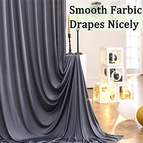 40ftx10ft Wrinkle Free Charcoal Backdrop Curtains for Parties, 8 Panels 5x10ft Silky Polyester Photo Backdrop Drapes for Wedding Birthday Photography Background Backdrop Stand - Image 2