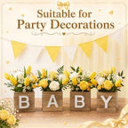 4 Sets Baby Shower Centerpieces for Table, 6 Inch Wood Boxes with Floral Foam Blocks Cube Planter Vase with Baby Letters for Babys Shower Gender Reveal Party Favor Table Decor(White) - Image 5