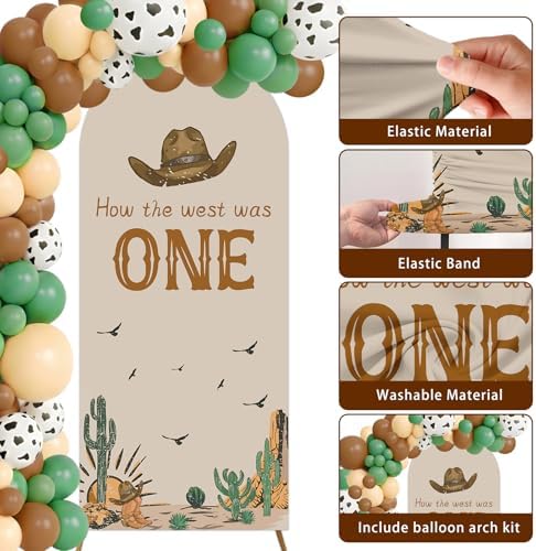 How the West Was One Decorations Arch Backdrop Covers and Balloon Garland Arch Kit 6ft Western Cowboy First Birthday Decorations for Baby Boys Cowboy First Rodeo Bday Decors Supplies - Image 7