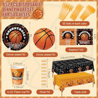 Potchen 452 Pcs Basketball Plates Napkins Party Supply, Black Orange - Image 2