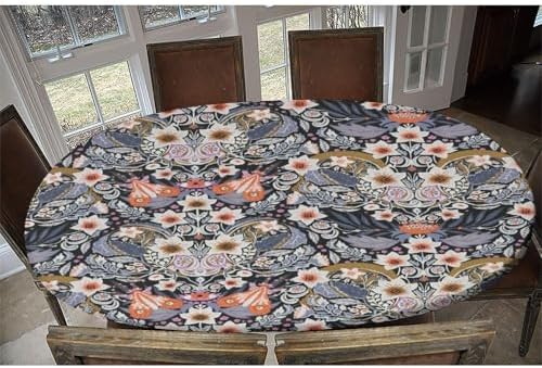 Eerie Fabric Collection - Forbidden Garden Print Tablecloths Oval Leakproof & Sturdy Washable for Dining Camping Indoor and Outdoor Fits for 48" x 68" Oval Table - Image 6