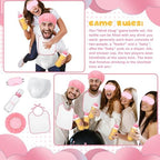 6 Sets Bottle Chug Baby Shower Blind Games Juegos Para Include Plastic Bottles Bibs Hat Eye Mask Disposable Diapers Blindfolded Baby Shower Bottle Games Gender Reveal Decoration (Pink) - Image 4