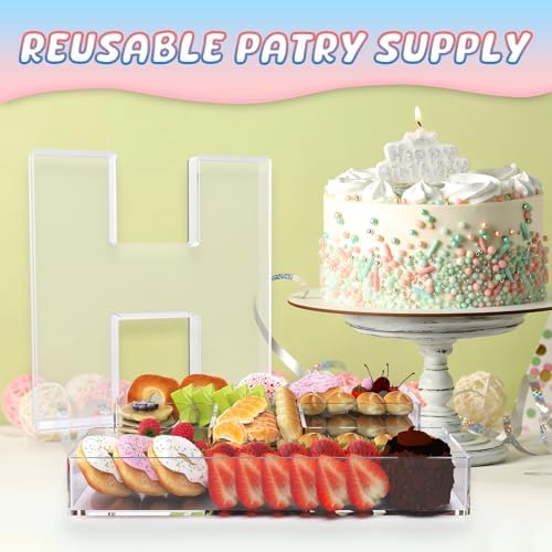 13.8" Extra Large Acrylic Letter Charcuterie Board Box, Reusable Fillable Letter Cake Candy Dish Display Serving Tray for Birthday Anniversary Party Decoration (H) - Image 5