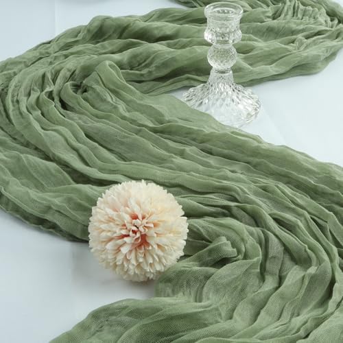 12 Pack 10Ft Sage Green Cheesecloth Table Runner 23 x 120 Inch - Image 3