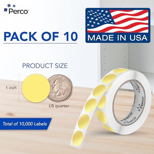 Perco Metallic Gold Perforated Round Circle Dot Sticker 1-Inch Labels — 10 Rolls, 10,000 Stickers - VIP, Reward & Premium Pricing Labels for Events & Packaging - Made in USA - Image 2