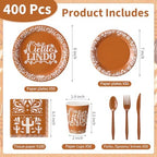 400 Pcs Cielito Lindo Party Decoration for 50, Terracotta Cielito Lindo Paper Plates Napkins Cups Cutlery Mexican Disposable Tableware for Cinco De Mayo Fiesta Baby Shower Birthday Supply - Image 2