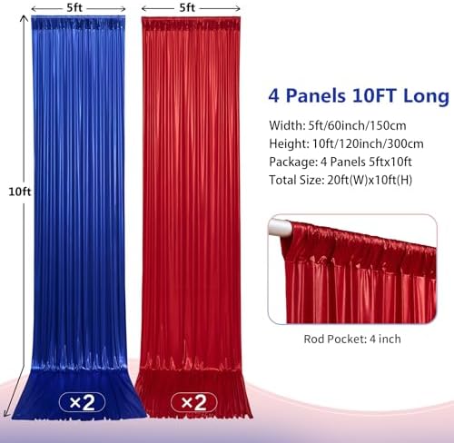 20×10 ft Circus Sequin Backdrop Curtain-Red Royal Blue Drapes for Backdrop - Image 2