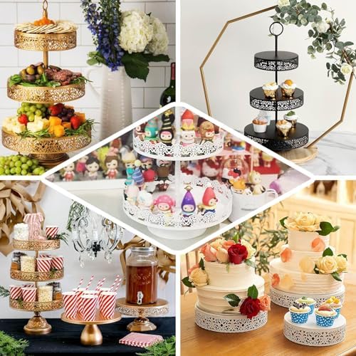 Efavormart 23" Black Metal Reversible Tiered Cupcake Stand, 3 Tier Dessert Stand Cupcake Holder, Display Stand - Image 5