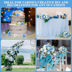Zeyune 8 Pack 12 Inch Artificial Rose Bouquet, Blue and White - Image 6