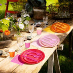 Ziliny 420 Pcs Orange and Pink Paper Plates and Napkins 9 oz Paper Cups Forks Knives Spoons Disposable Tableware for Summer Tropical Theme Birthday Party Supplies, Serves 60 - Image 6