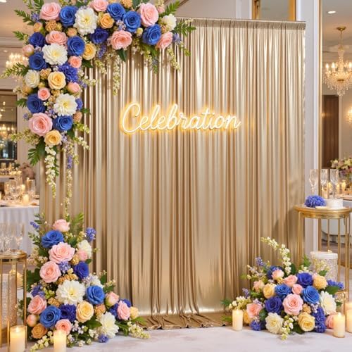20ftx10ft Thick Champagne Sequin Backdrop Curtain Panels for Parties, Wrinkle Free Glitter Sparking Photo Backdrop Drapes, 4 Panels 5x10ft Shimmer Back Drop Cloth for Wedding Birthday Photography by LeegleriTableSkirt