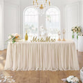 204in Champagne Gold Tulle Table Skirts for Rectangle Tables 8ft 6ft, 2-Layer Beige Ruffle Tulle Tutu Cloth Table Skirt 17ft for Wedding Party Birthday Baby Shower Cake Dessert(No Table Cover) by ENJOYYOURPARTY