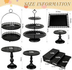 10 Pcs Black Cake Stand Set Metal Cupcake Stands, Multiple Styles Dessert Display Tower for Candy Fruit, Cake Serving Trays for Birthday, Wedding, Anniversary, Baby Shower, Engagement Party - Image 3